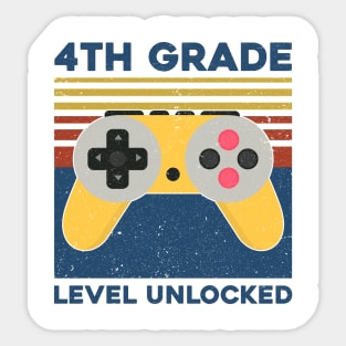 Kids Fourth Grade Level Unlocked Back To School Video Gamer Sticker